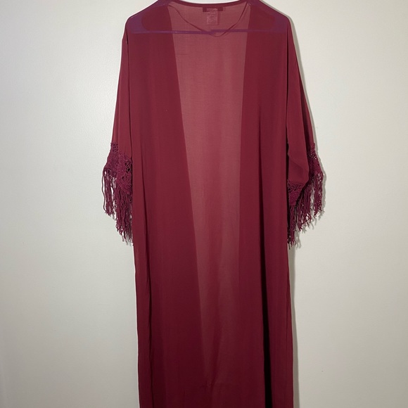 Cardigan Cover Up Large Burgundy - Picture 12 of 14